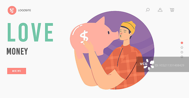 喜爱金钱着陆页模板贪婪的男人图片素材