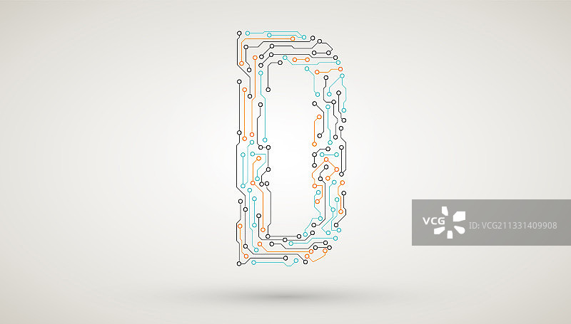 芯片电路板电子元件英文大写字母D，抽象矢量技术图标素材图片素材