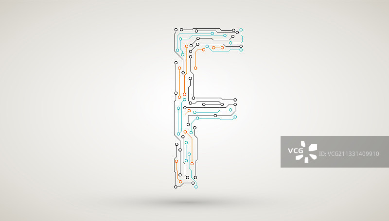 芯片电路板电子元件英文大写字母F，抽象矢量技术图标素材图片素材