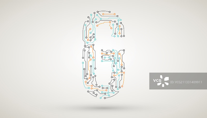 芯片电路板电子元件英文大写字母G，抽象矢量技术图标素材图片素材