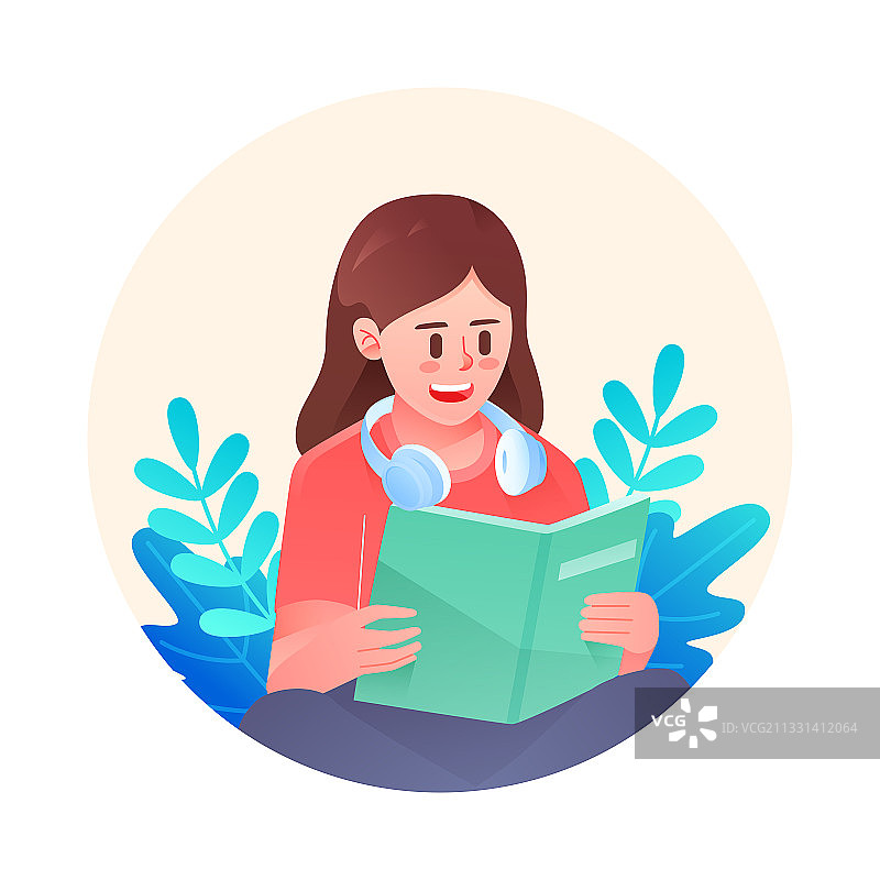 人物在线教育课程学生看书考研学习矢量插画图片素材