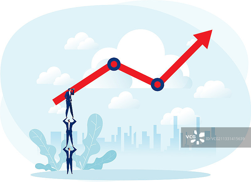 团队商人用望远镜观察远方图片素材
