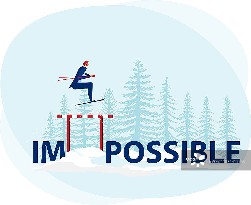 商人跳过“不可能”一词图片素材