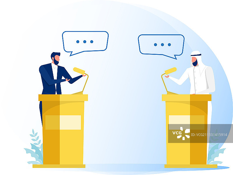 阿拉伯商人在演讲或辩论图片素材