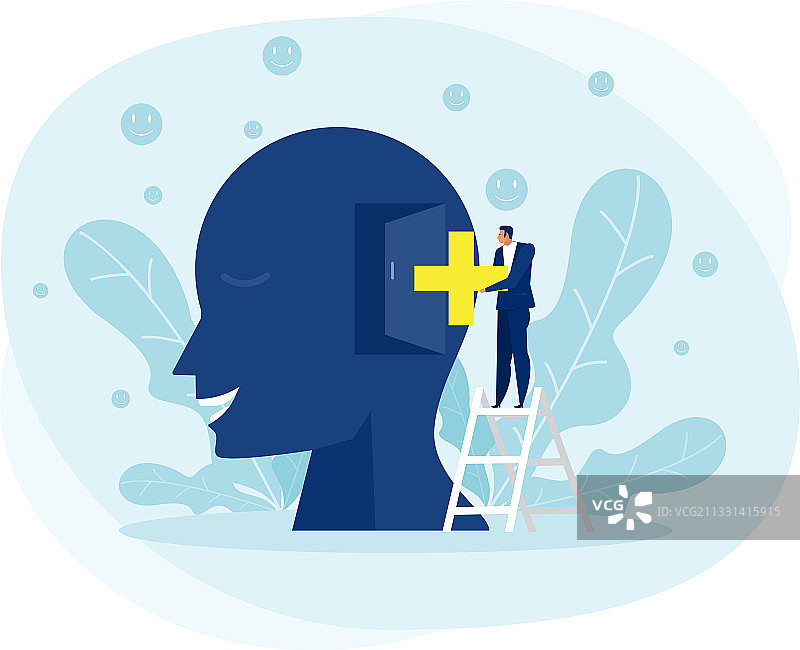 商人放置积极思考标志图片素材