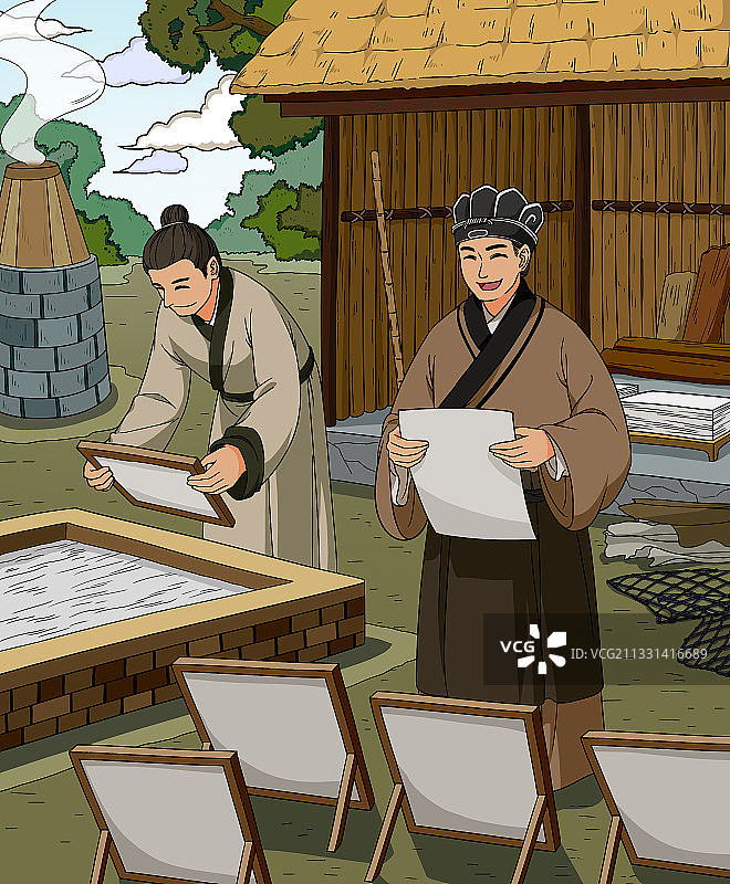 蔡伦造纸历史典故图片素材