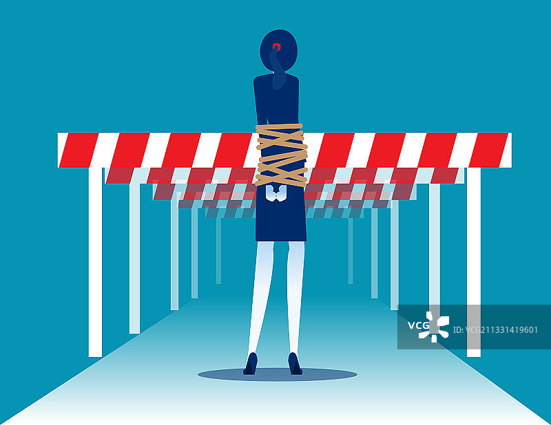 用绳索将身体和障碍物捆绑在一起图片素材