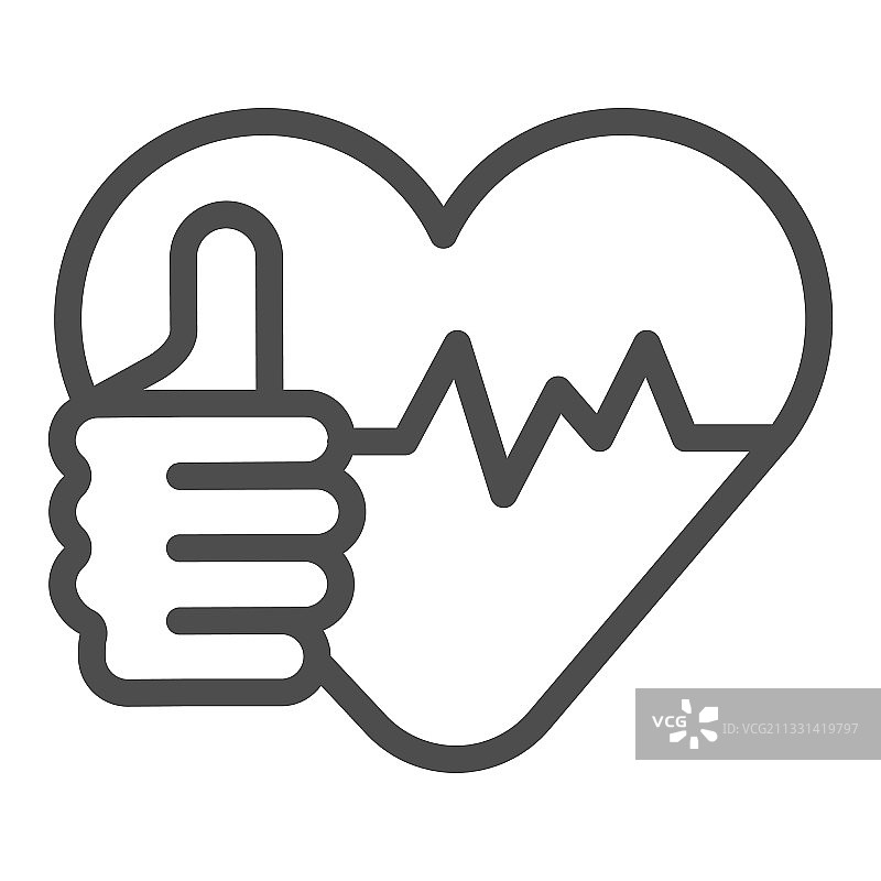 点赞与健康的心脏线条图标图片素材