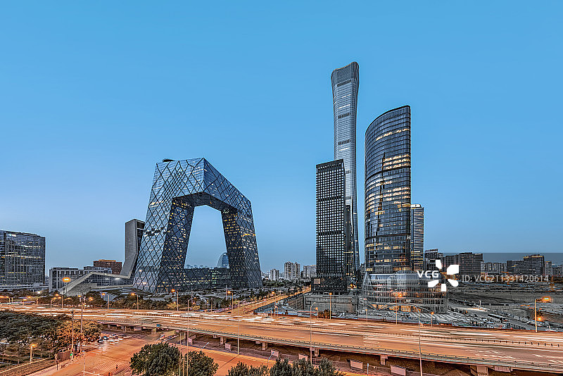 中国北京国贸北京中信大厦中央电视台城市夜景图片素材