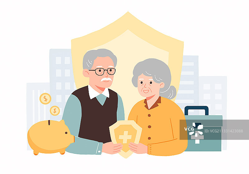 保险金融养老插画图片素材