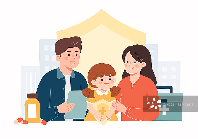 健康医疗保险插画图片素材