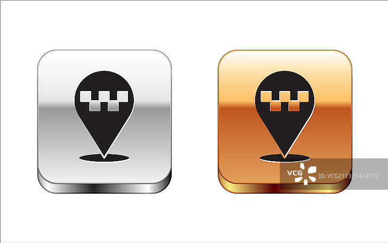 白色背景上的黑色出租车图标地图指针图片素材