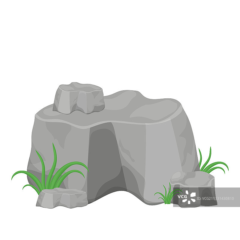 带草的大石头细节图图片素材