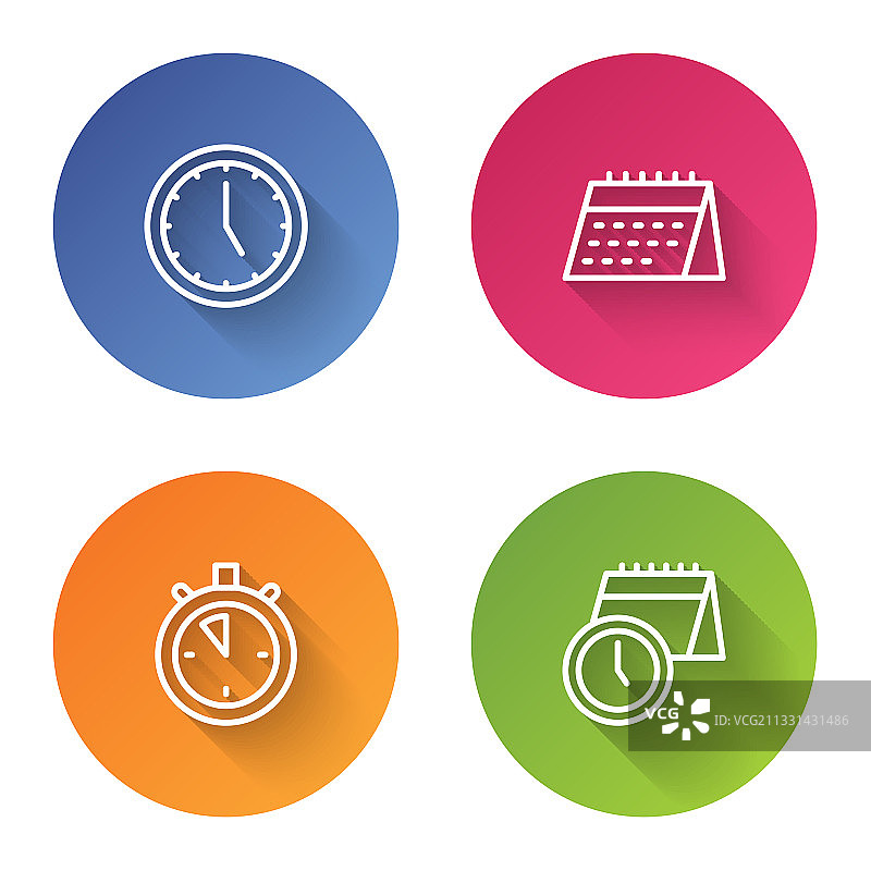 线条时钟日历秒表组合图片素材