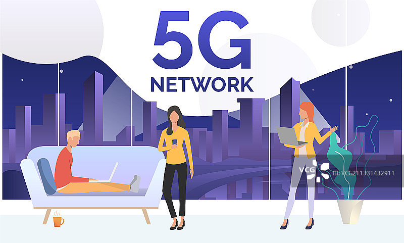 男人和女人们使用笔记本电脑和手机图片素材