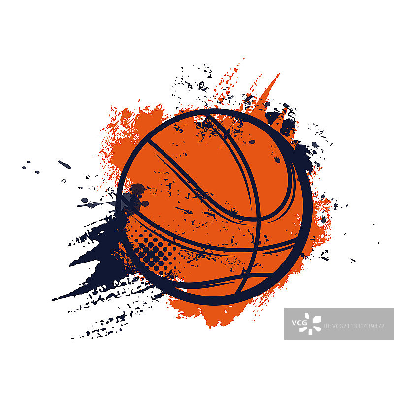 篮球运动：篮球和篮筐街球图片素材