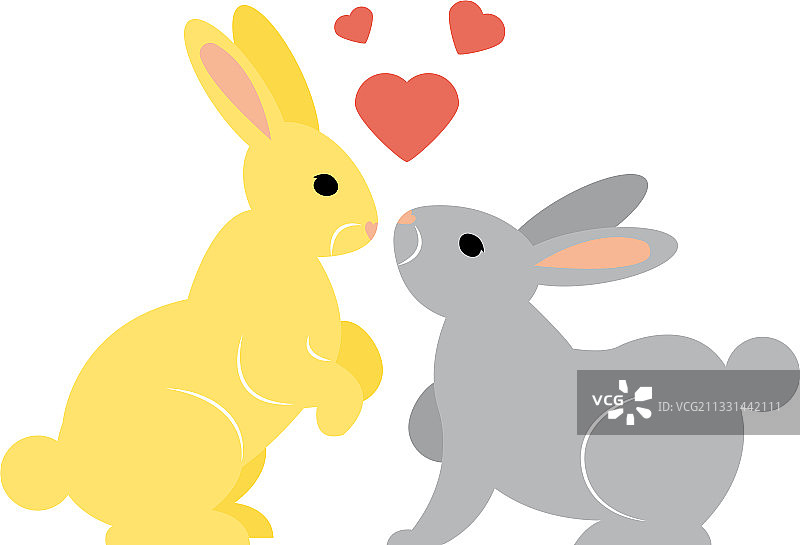 两只可爱的卡通兔子图片素材