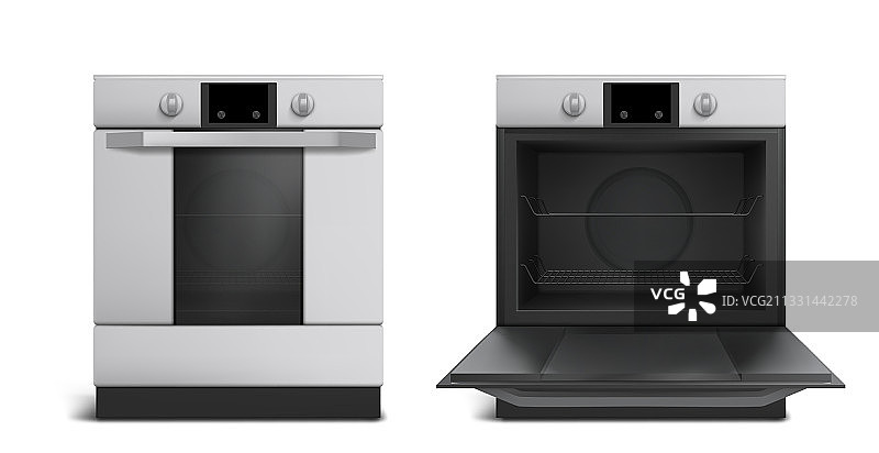 开启或关闭的家用电器电烤箱图片素材