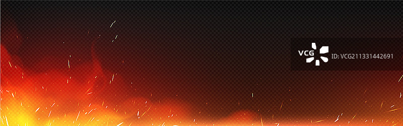 逼真的火焰与火花和烟雾图片素材