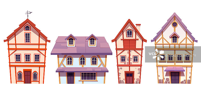 德国村庄的古老半木结构房屋图片素材