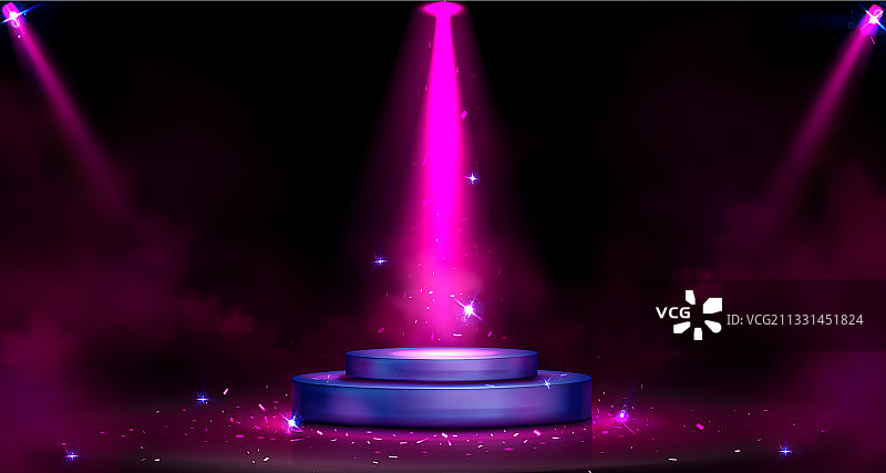 聚光灯照射下的圆形讲台图片素材