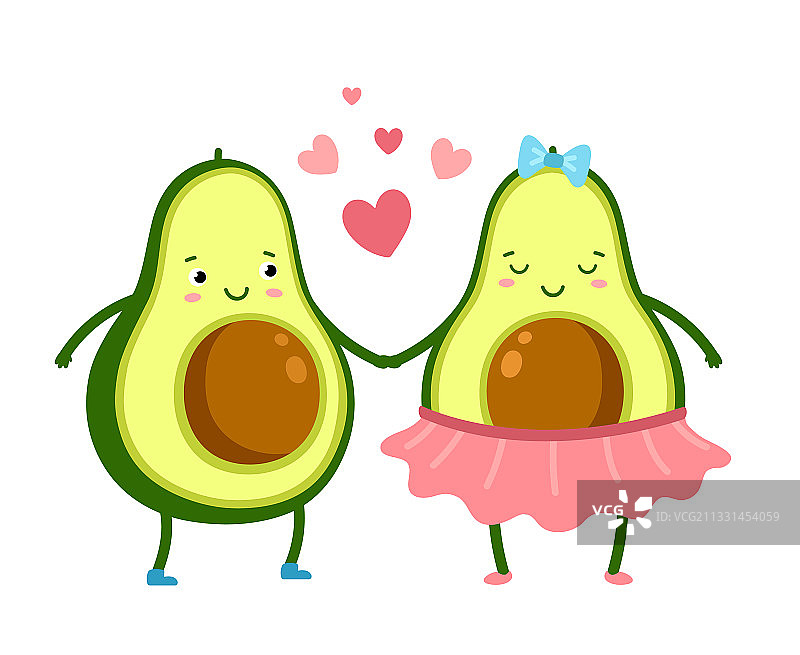 恋爱中的可爱牛油果情侣图片素材