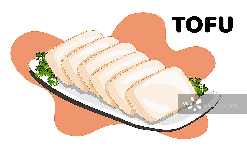 在白色背景上切豆腐的菜肴图片素材