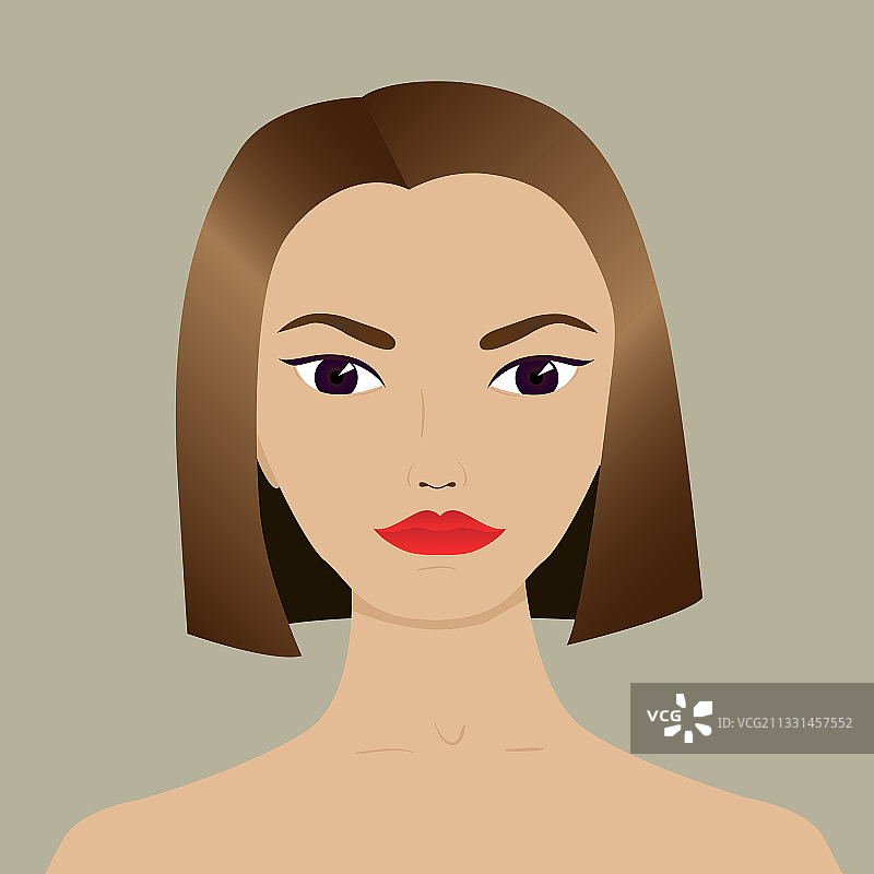 年轻漂亮的黑眼睛短发女子图片素材