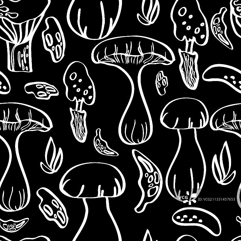 多种蘑菇无缝图案图片素材