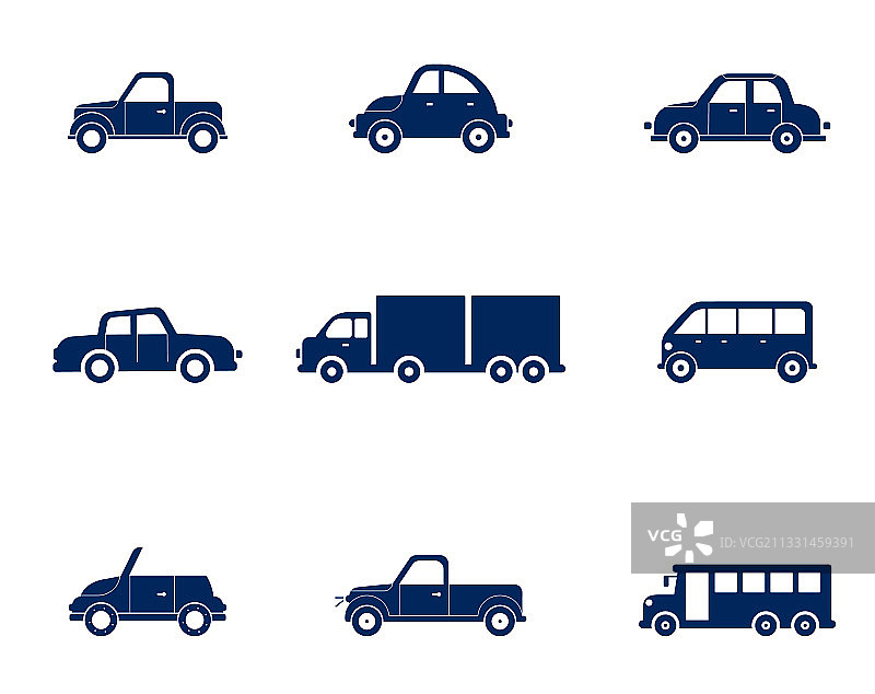 扁平风汽车出租车和小型货车敞篷车素材图片素材