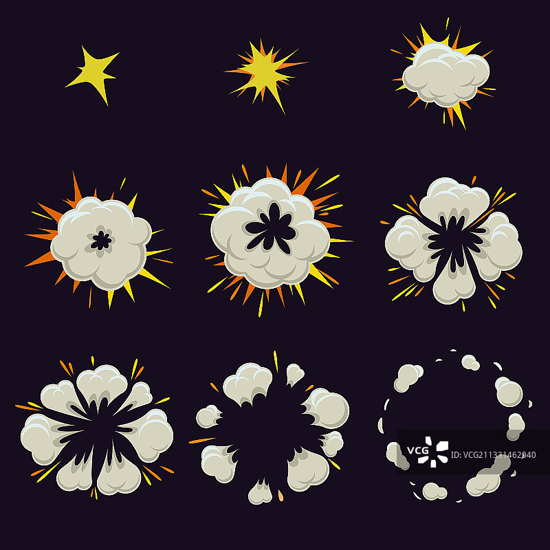 卡通漫画中的动画爆炸效果图片素材