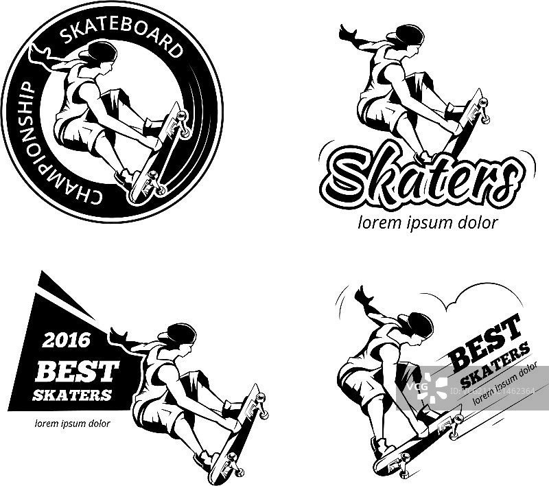复古滑板标签标识和徽章套装图片素材