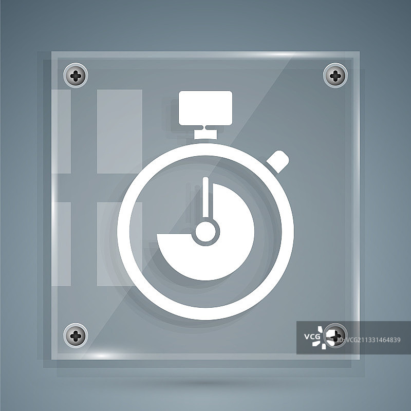 灰色背景上的白色秒表图标图片素材