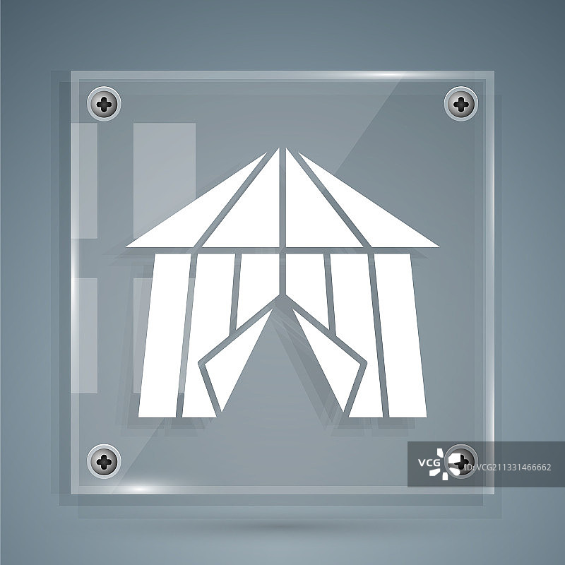 灰色背景上的白色马戏团帐篷图标图片素材