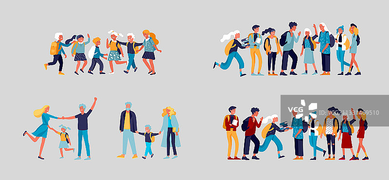 返校季扁平风套装图片素材