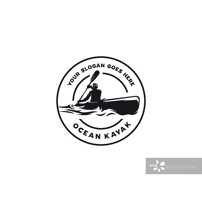 复古皮划艇圆形徽标图片素材