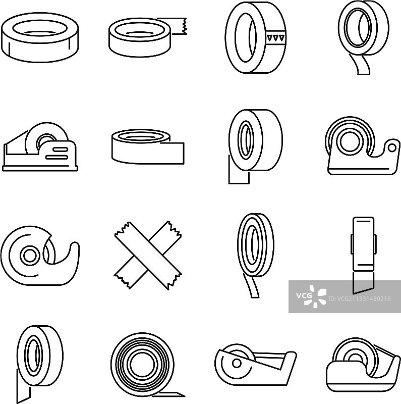 透明胶带办公图标轮廓样式图片素材