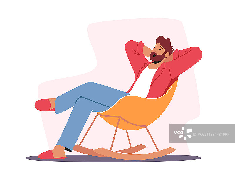 穿着家居服的放松的男性角色图片素材