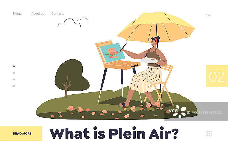 户外艺术概念着陆页与女人图片素材