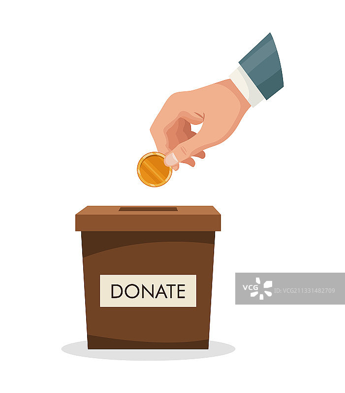 手放金币入捐款箱图片素材