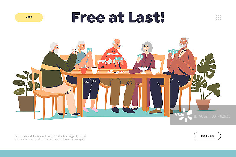 快乐退休概念着陆页图片素材