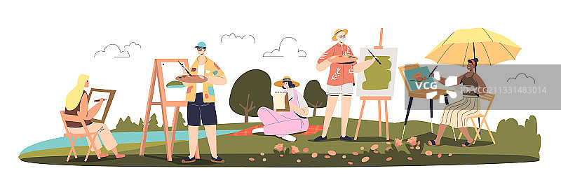 户外美术学校绘画课堂图片素材