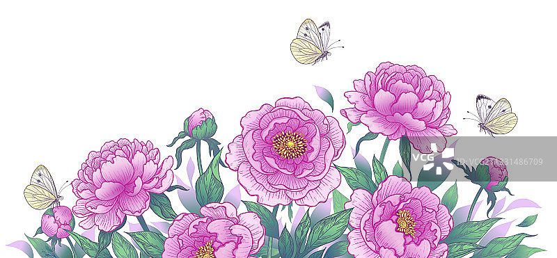 粉色牡丹花复古背景图片素材