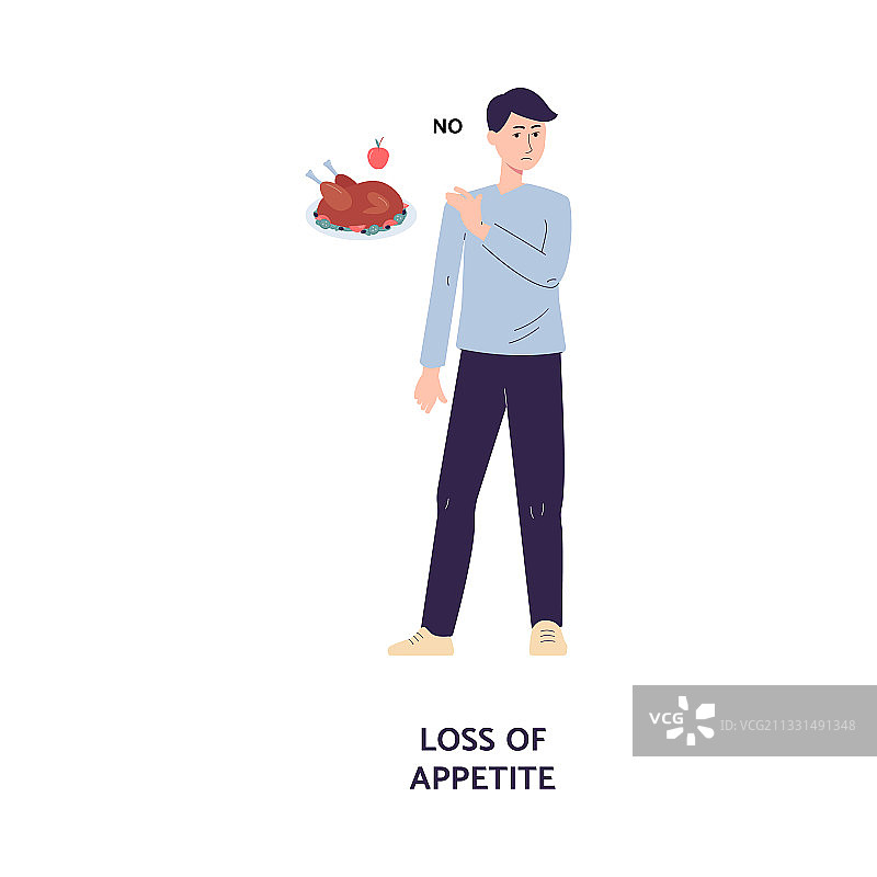 拒绝进食的卡通男人图片素材