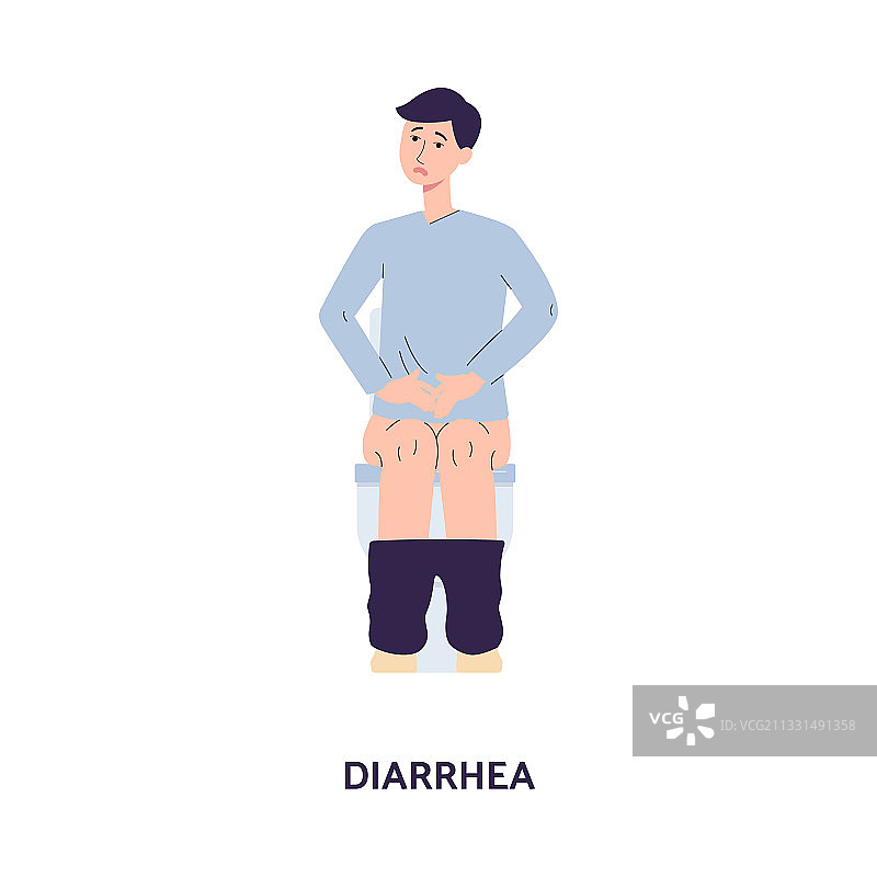 腹泻症状，男子坐于马桶上图片素材