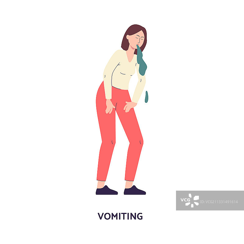 因食物呕吐的年轻女人图片素材