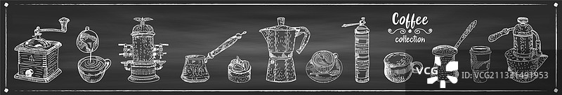 手绘咖啡套装矢量草图（易于编辑）图片素材