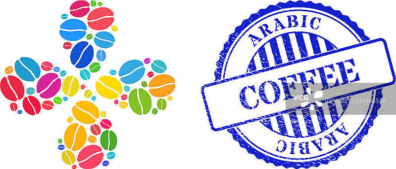 阿拉伯咖啡Grunge印章和咖啡豆图片素材
