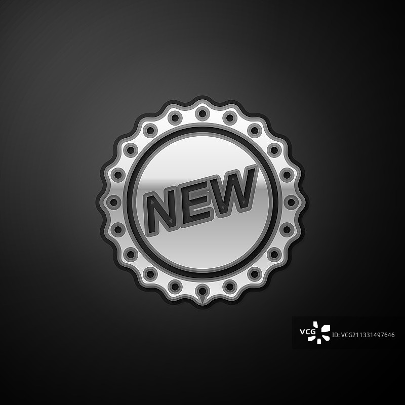 黑色背景上的银色新款标签图标图片素材