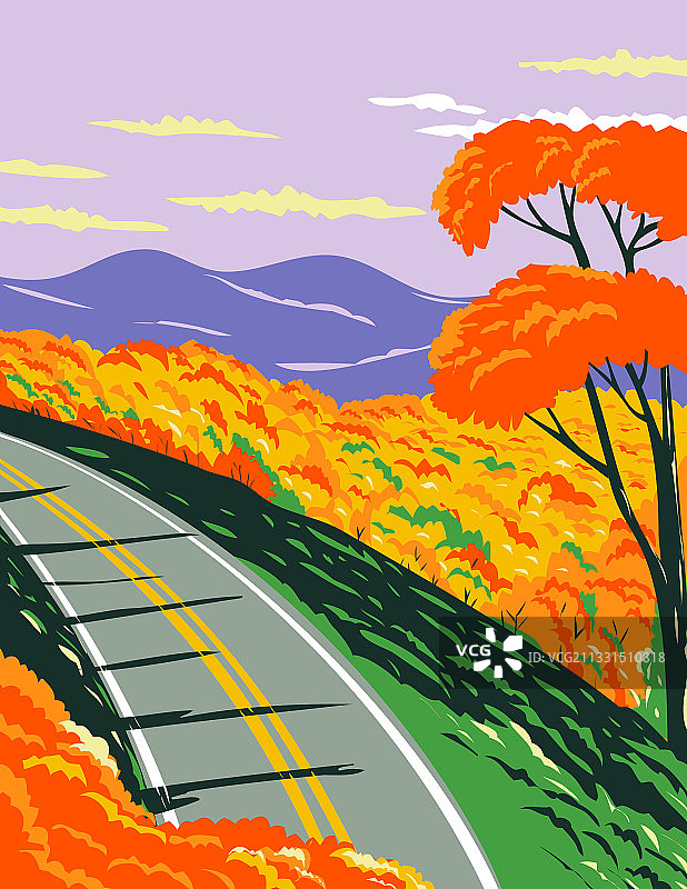 谢南多厄国家公园的天际线公路图片素材